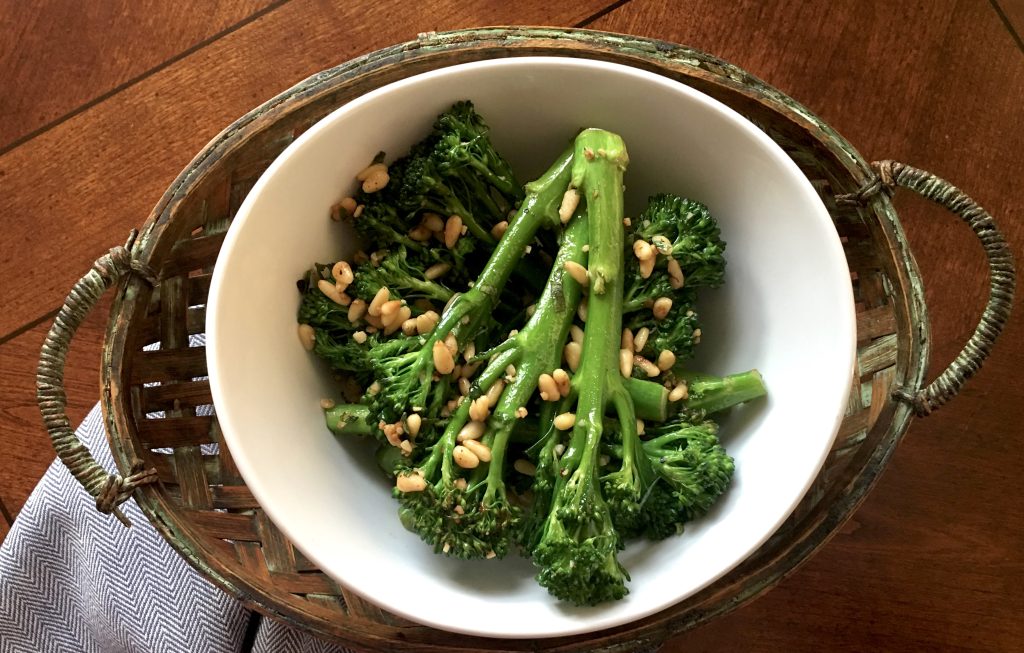 Broccolini with lemon and pine nuts 