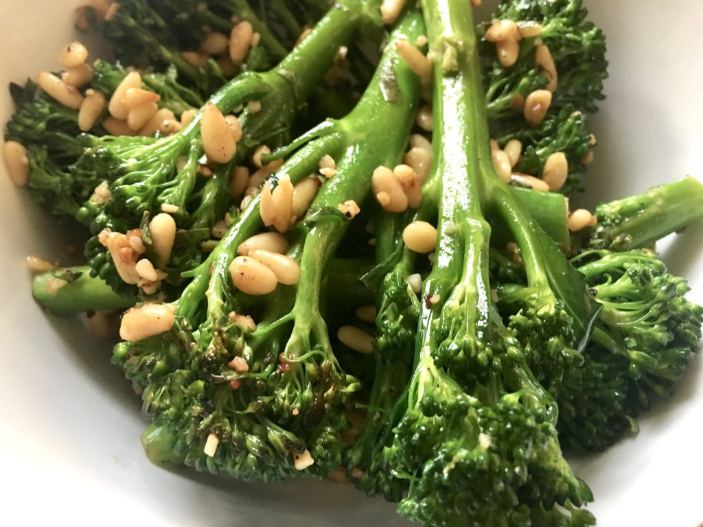 Broccolini with lemon and pine nuts 