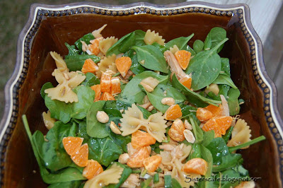 Spinach Salad with Teriyaki Bowties