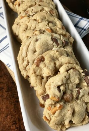 Browned Butter Chocolate Chip Pretzel Caramel Kitchen sink cookies