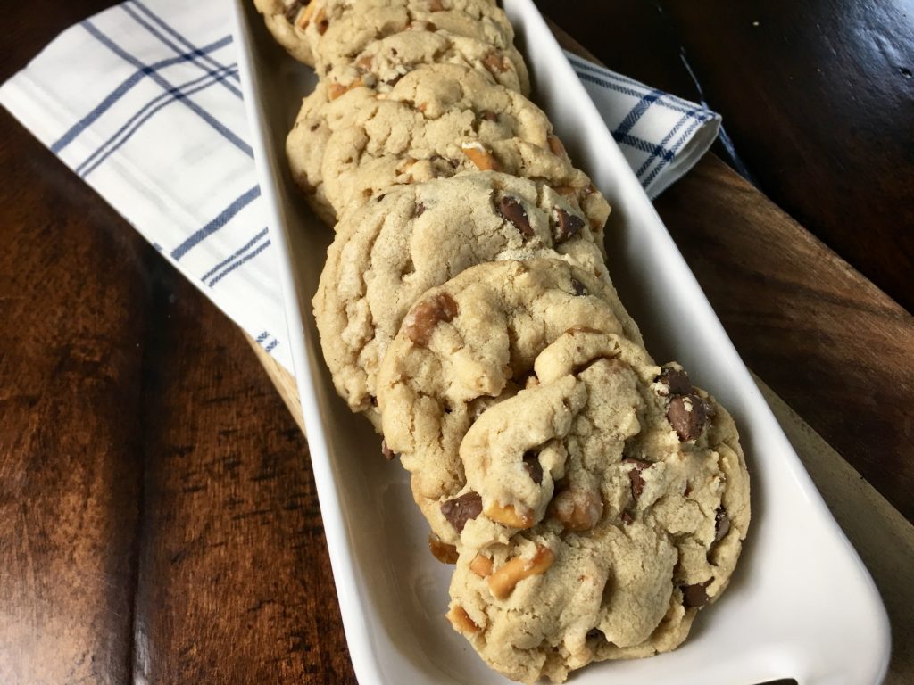 Browned Butter Chocolate Chip Pretzel Caramel Kitchen sink cookies