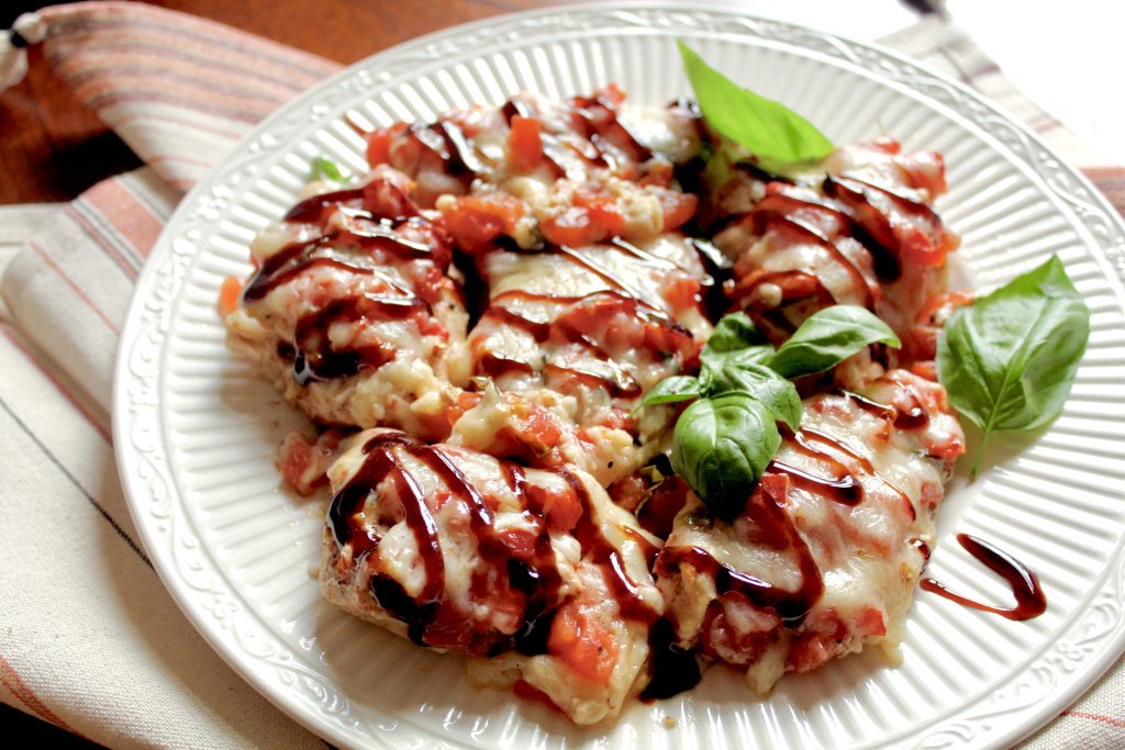 Easy Bruschetta Chicken Bake with Balsamic Glaze