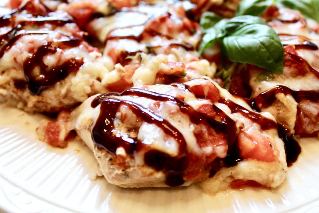 Easy Bruschetta Chicken Bake with Balsamic Glaze