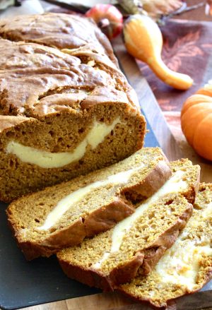 Pumpkin Bread with Cream Cheese Swirl