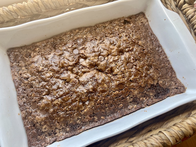 picnic cake in a pan sitting in a basket