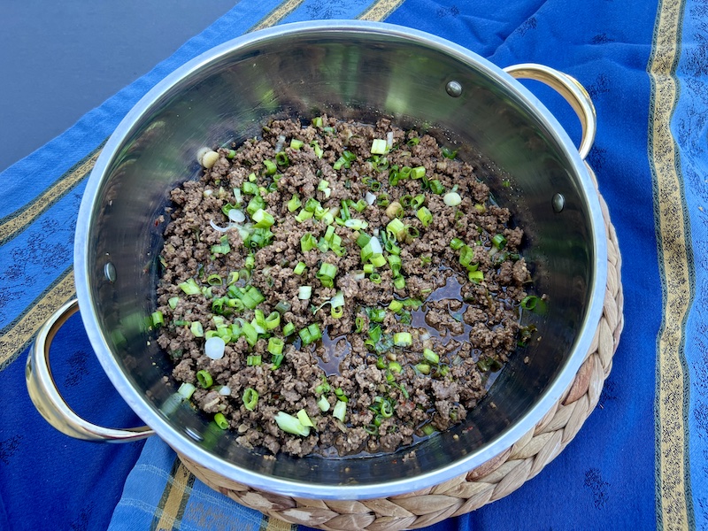 the cooked beef for Korean Beef Bowl recipe