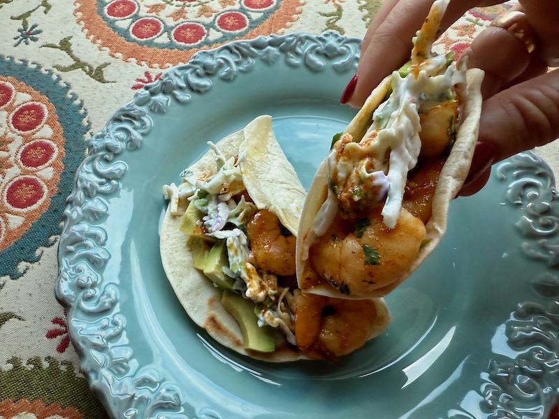 Honey Lime Shrimp Tacos ready to take a bite